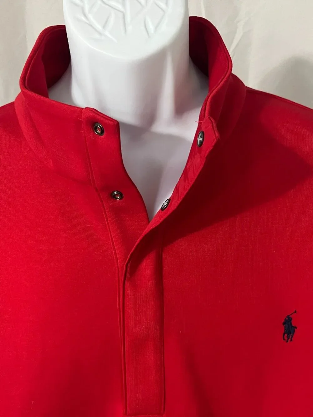 🐎 Polo Ralph Lauren Men's Red T-Snap Henley Golf Sweater Pullover XLT ⭐